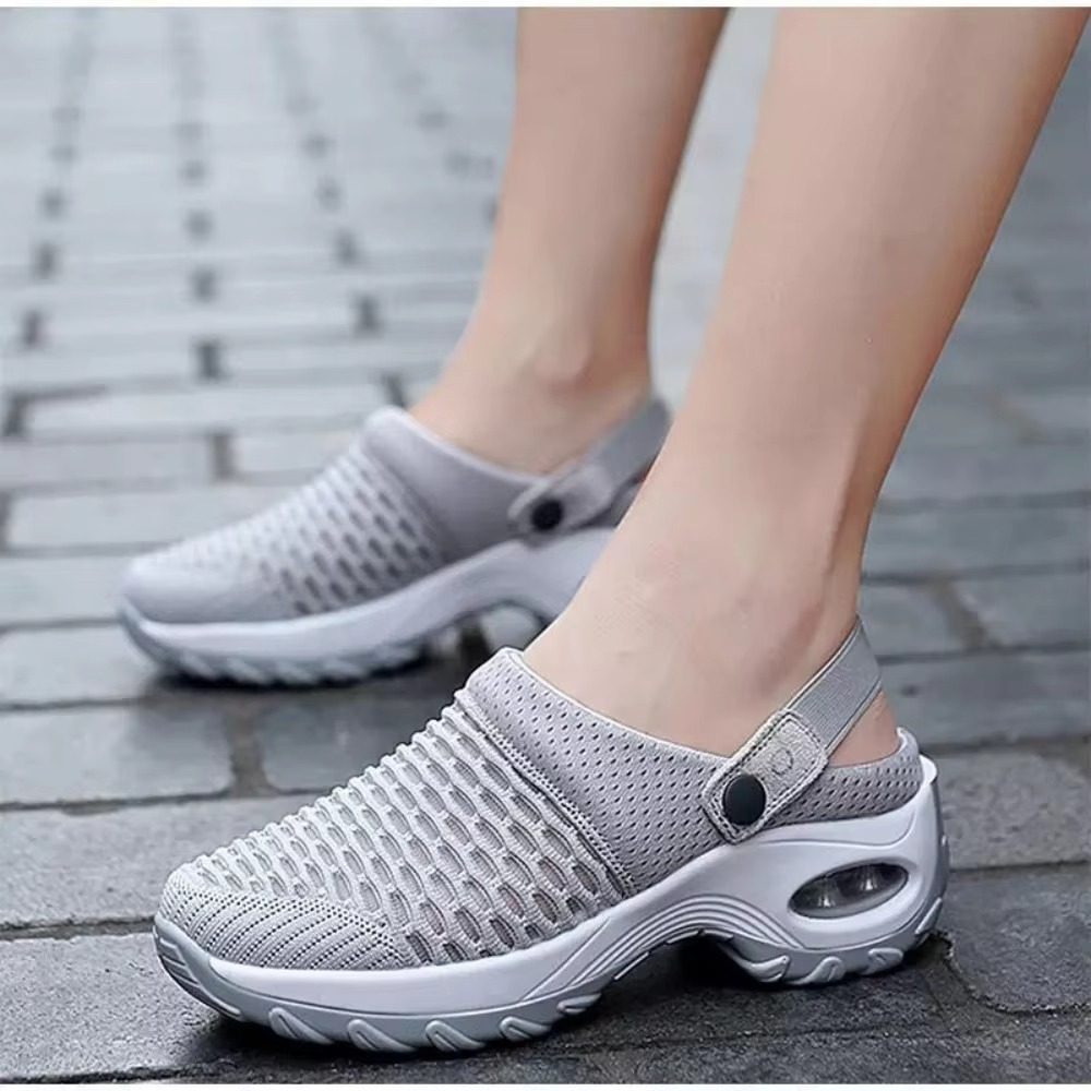 Women's breathable mesh comfort clogs with comfort support, lightweight walking sandals in neutral tones