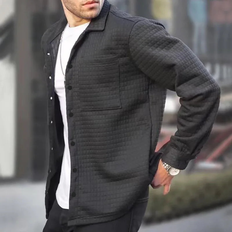 Cainan brown long-sleeve square neckline jacket with multi-pocket details for a modern stylish look