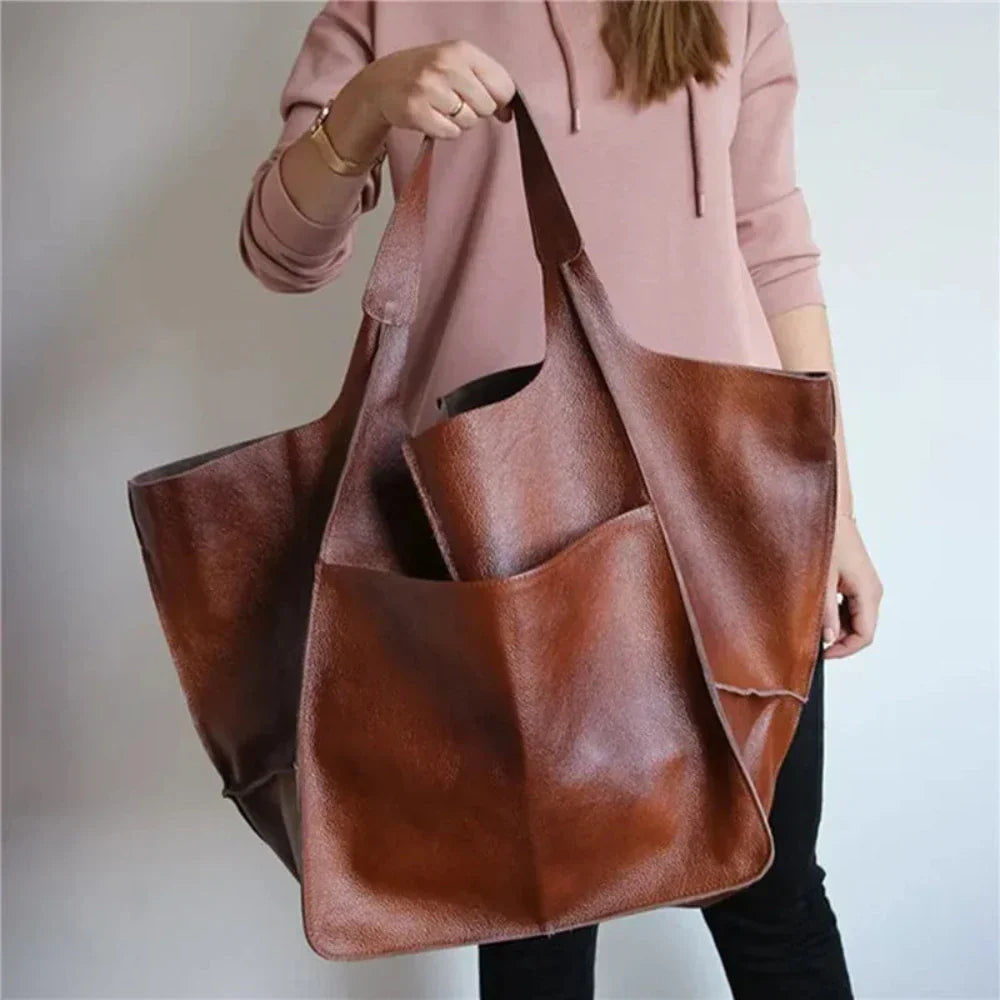 Wavlynn Janet vegan leather tote bag spacious interior front pocket durable double handles