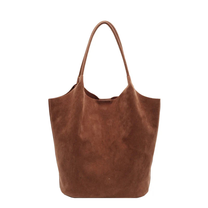Wavlynn Judy faux suede tote bag spacious everyday carryall soft matte textured finish neutral tone