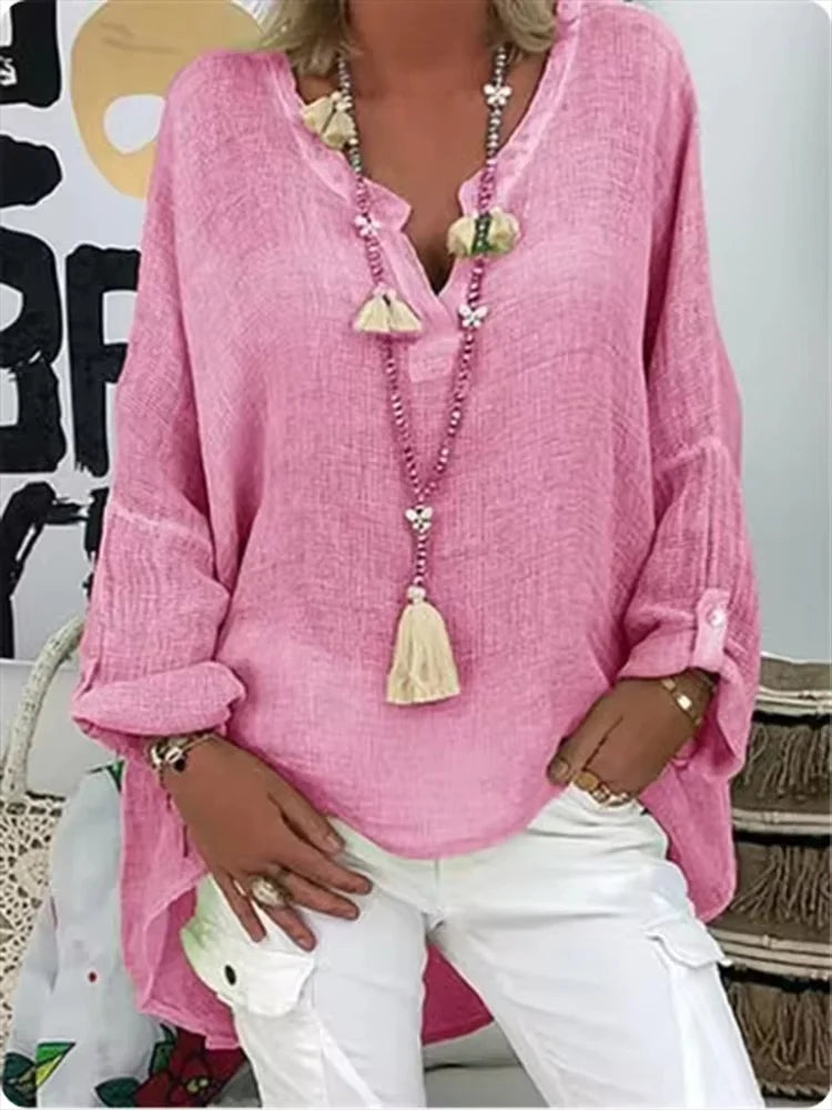 Lightweight oversized blouse in airy fabric, relaxed chic silhouette with effortless drape for women