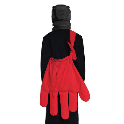 Wavlynn black nylon glove-shaped crossbody bag avant-garde sculptural silhouette with drawstring closure