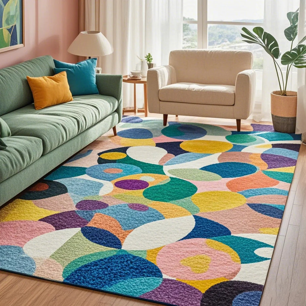 Carpet living room velvet sofa coffee table bedroom dopamine color live stream dirt-resistant floor mat can be hand washed