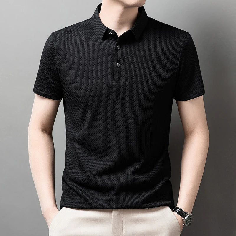 Caedon classic polo shirt breathable fabric slim fit refined casual style for men