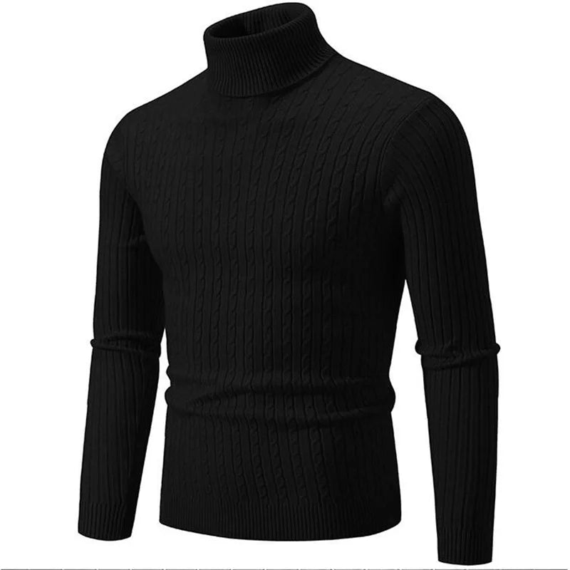 Classic ribbed turtleneck sweater tailored fit soft breathable knit versatile workday style