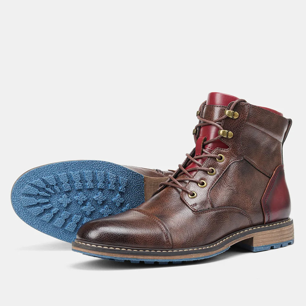 Men's Wavlynn Garrison cap toe boot weather-resistant upper blue rubber traction outsole rugged style