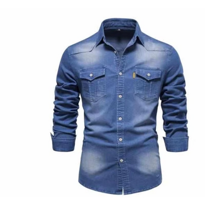 Men's slim fit long sleeve urban shirt in cool white breathable cotton with moisture-wicking ice sensation finish
