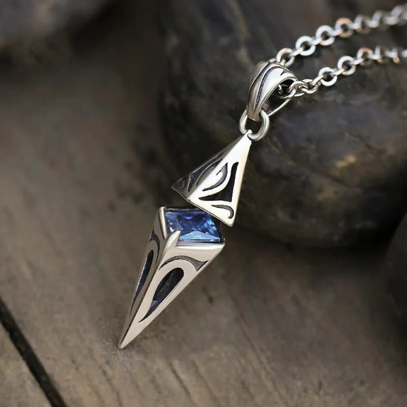 Callum Angular Blue Stone Necklace - TrendAura