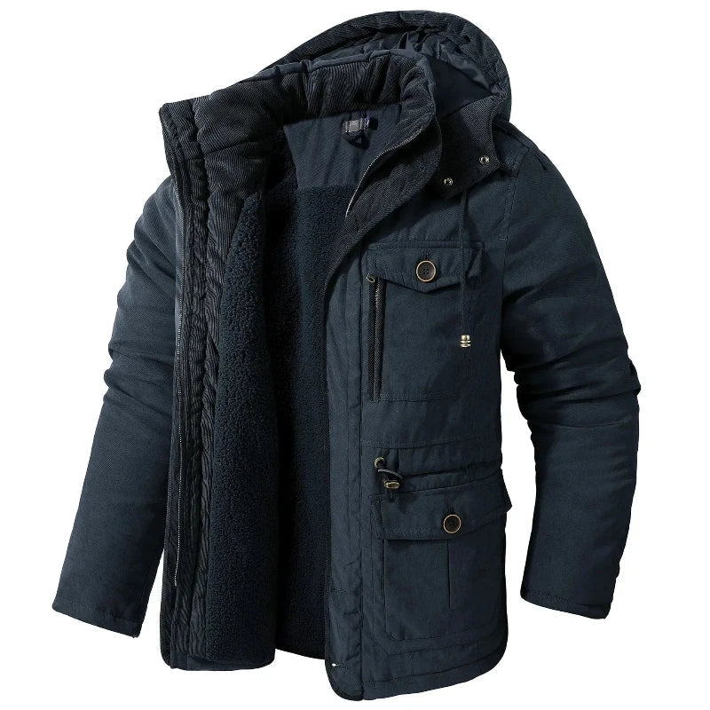 Summit winter jacket in neutral tones, waterproof hooded coat with thermal-reflective lining for cold weather