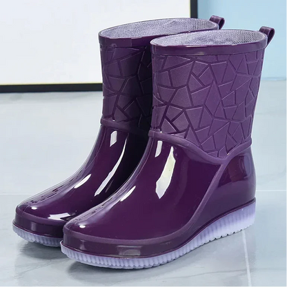 Women's waterproof winter rain boots in classic style with durable sole for wet weather protection