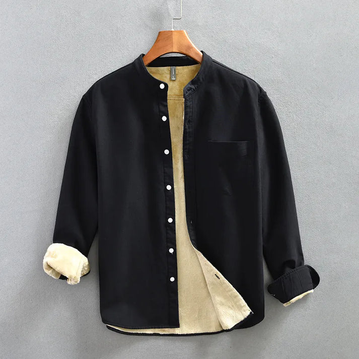 Brycen velvet-lined cotton shirt in casual smart-casual style with front button closure