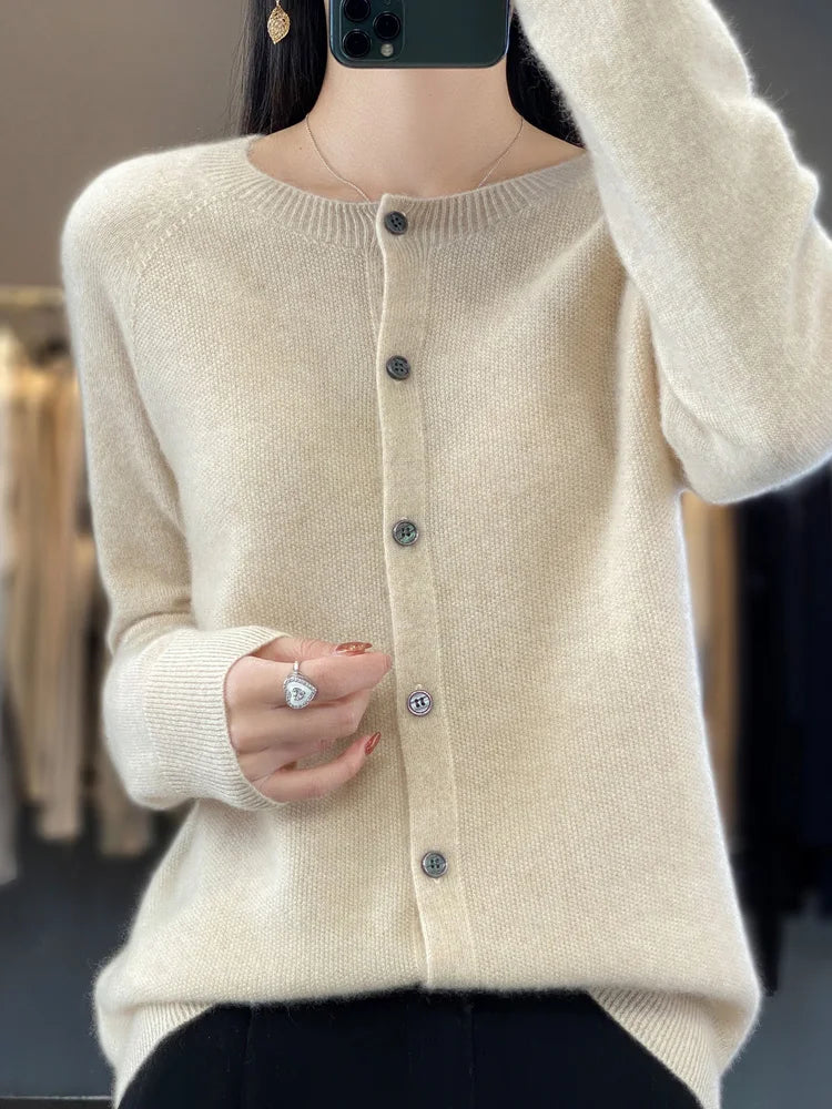 Vera™ buttoned cardigan relaxed fit timeless silhouette with refined button front detail