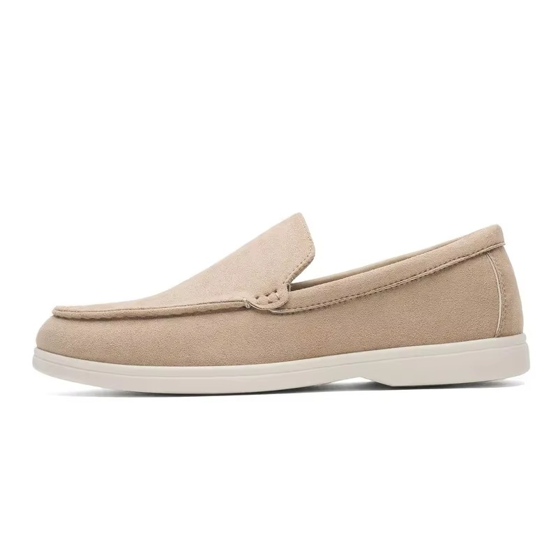 Men's velvet slip-on loafers round toe breathable summer casual shoes with soft velvet upper