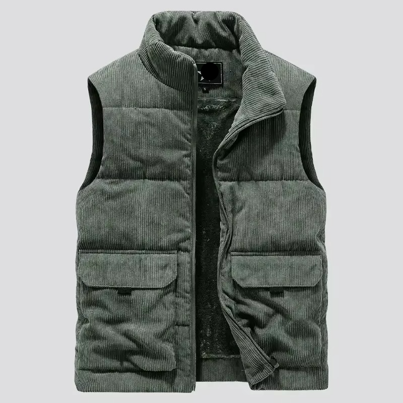 Men's wool blend padded vest in classic colors, sleeveless insulated style available up to 6XL