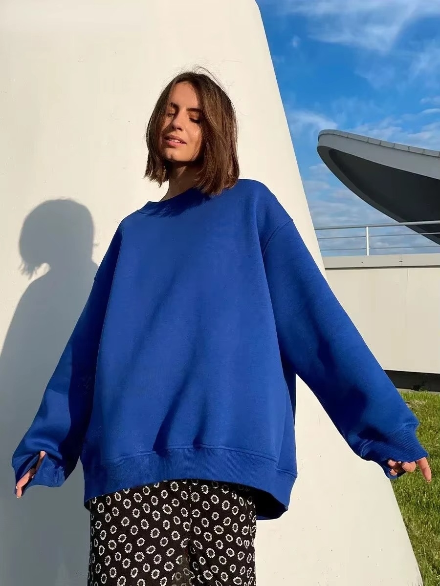 Women's oversized fleece pullover hoodie cozy loose fit sweatshirt with plush warm interior