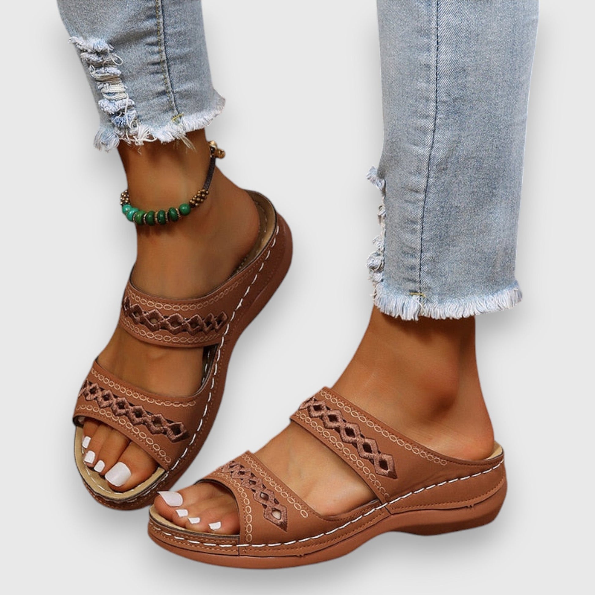 Women's wide fit sandals dual panel design sleek modern style for effortless comfort and elegance