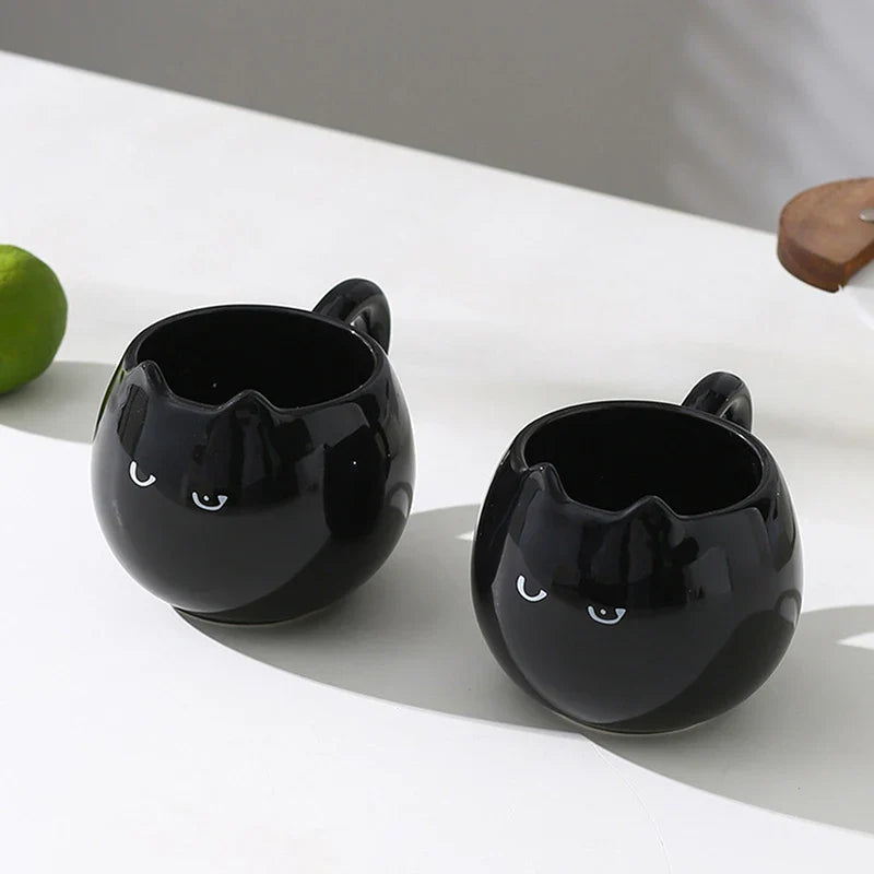 Midnight Cat Glazed Ceramic Mug - TrendAura