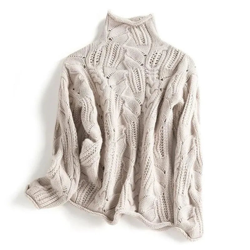 Ori ivory cashmere blend sweater with sculpted hand-knit details, refined seasonal staple