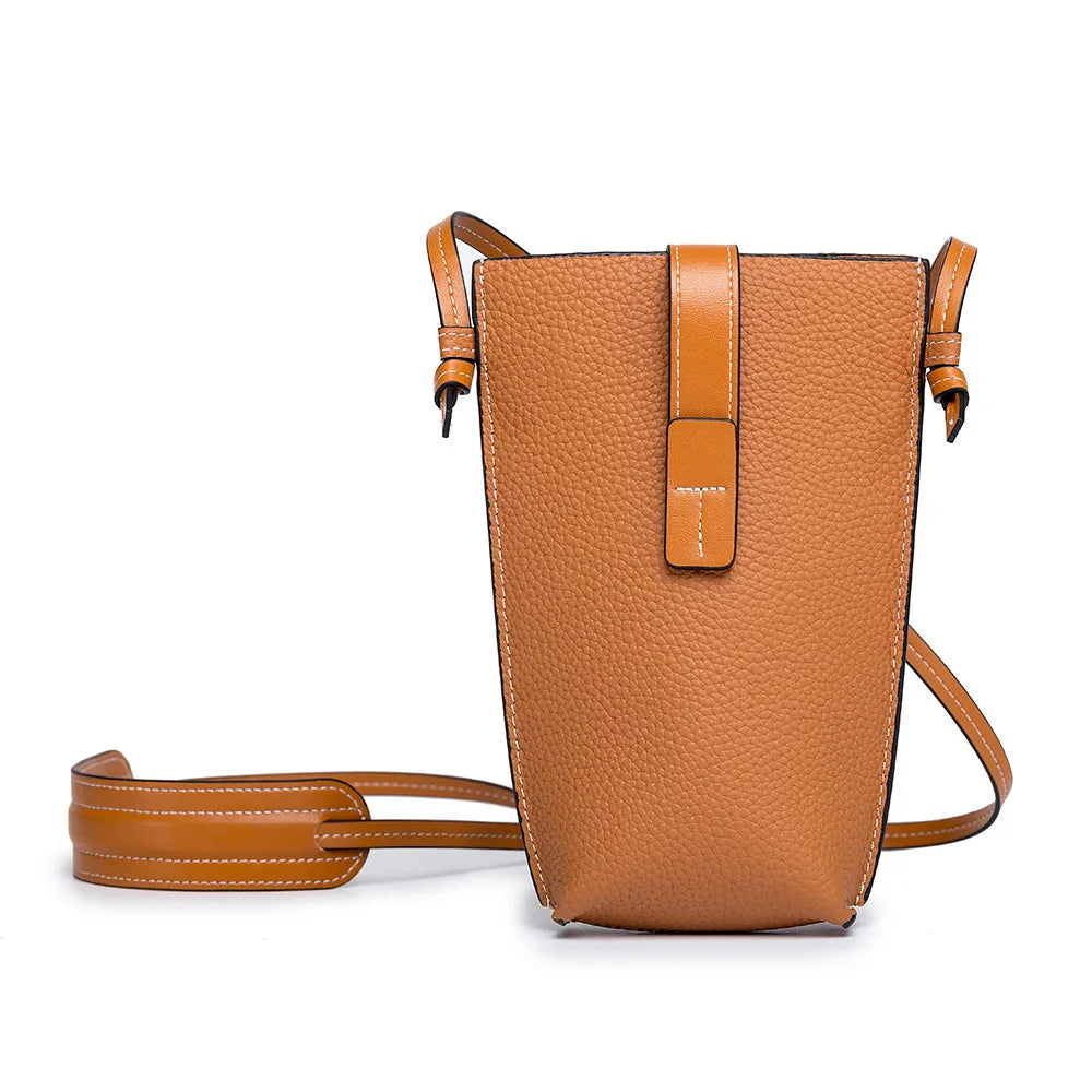 Wavlynn Catherine compact vertical crossbody bag in vegan PU leather with adjustable strap