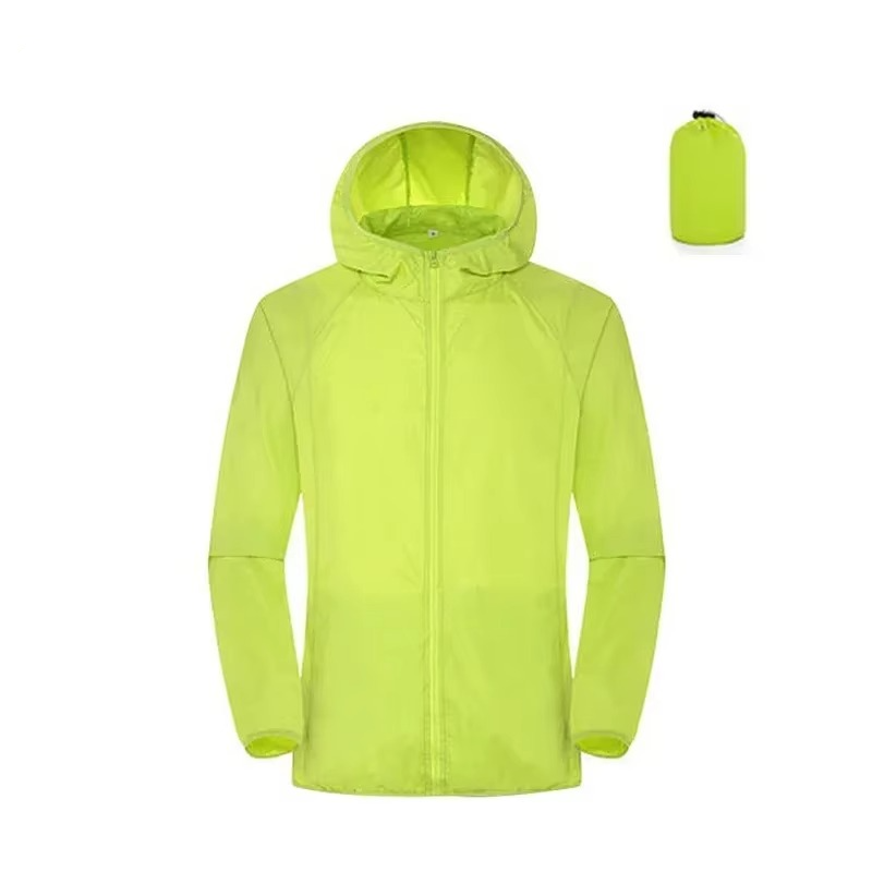 Lightweight waterproof windbreaker raincoat for hiking unisex outdoor jacket with water-repellent polyester shell