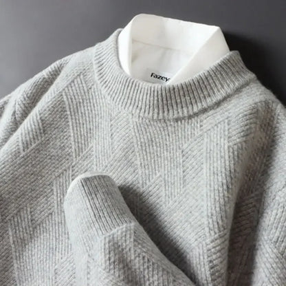 Caleb men's beige diamond knit sweater soft-touch casual layering essential with classic pattern