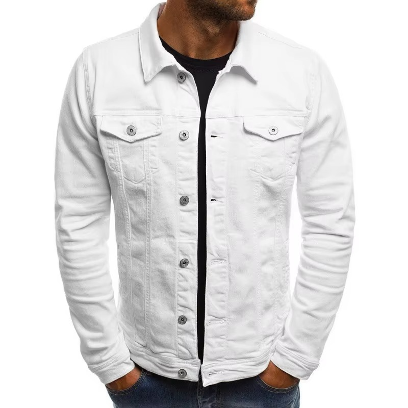 Men's lightweight blue denim jacket tailored modern fit, polished business casual layering piece