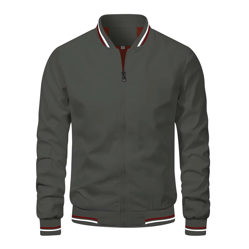 Men's slim fit burgundy bomber jacket lightweight casual all-season layering style