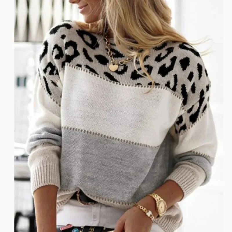 Women's color-block cashmere turtleneck sweater in cozy winter knit with bold pattern by Wavlynn
