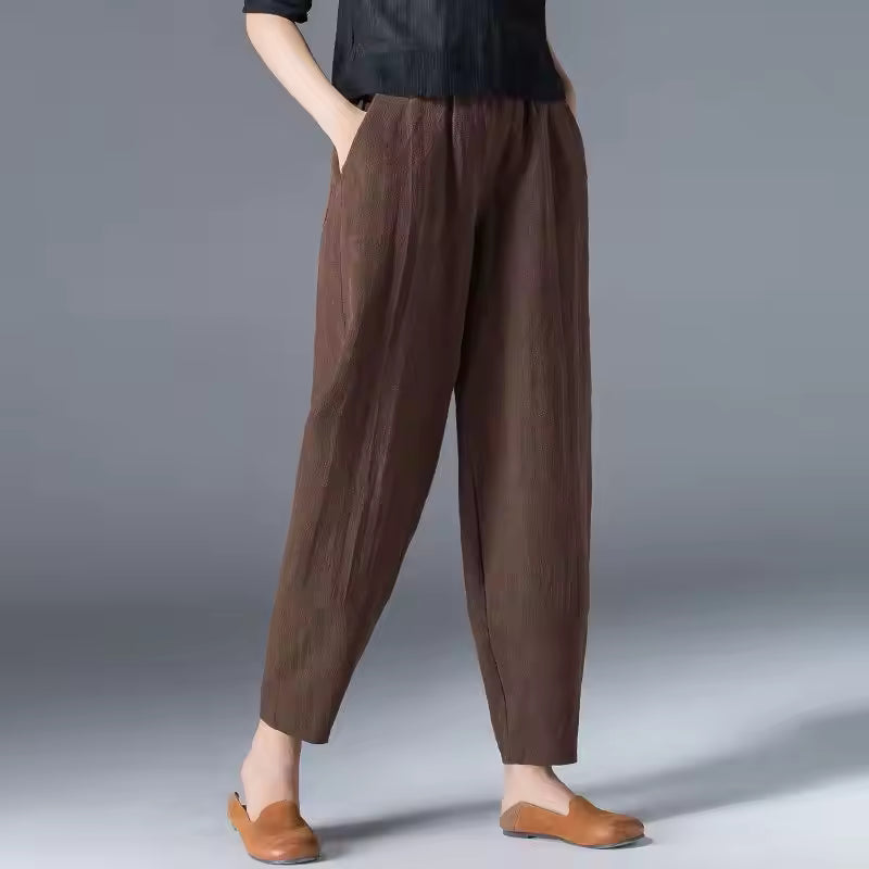Women's lightweight summer trousers relaxed tapered ankle breathable fit breezy silhouette