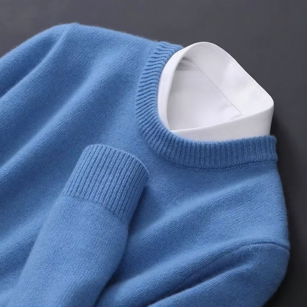 Men's oversized cashmere knit sweater crew neck pullover in cozy relaxed fit, sizes M-3XL