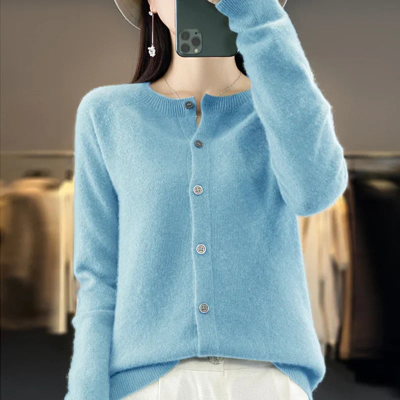 Vera™ buttoned cardigan elegant relaxed fit with refined button detail, versatile layering essential