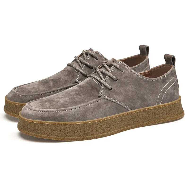 Wavlynn Mark Homme tan suede oxford dress shoes with cushioned crepe rubber outsole