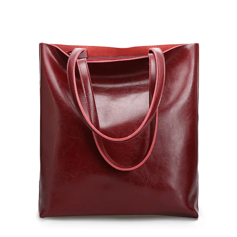 Wavlynn Holly black leather structured tote bag with rigid silhouette for work and travel