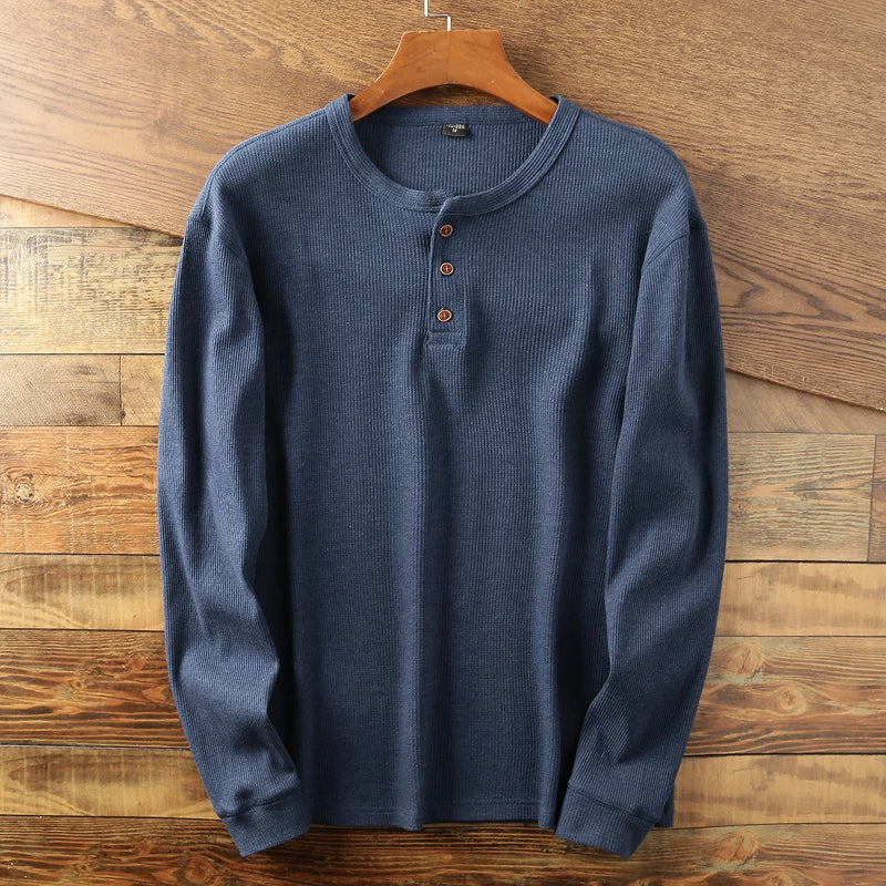 Arlen men's white waffle knit cotton blend shirt with classic relaxed fit and textured pattern