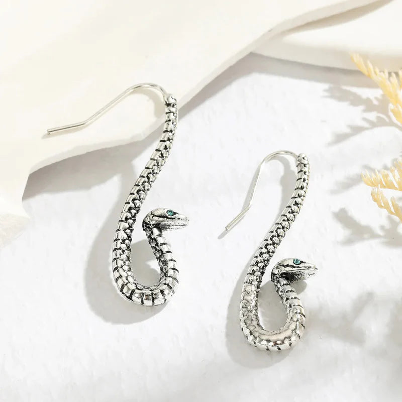 Seraphine sculpted snake earrings high-polish finish lightweight serpent silhouette push-back closure