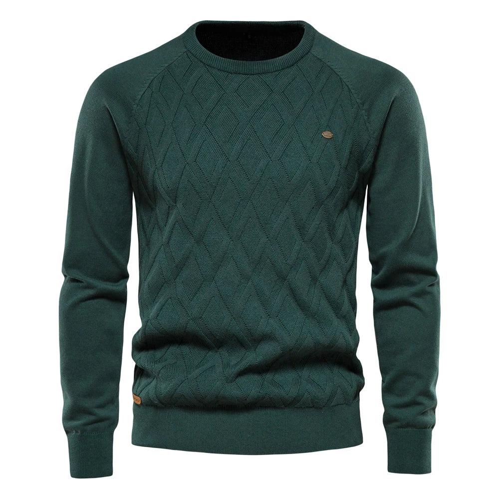 Men's checkered sweater in classic pattern, Winchester slim-fit knit pullover with refined sophisticated style