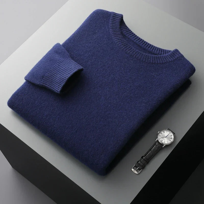 Men's wool sweatshirt loose fit round neck ribbed cuffs minimalist Nordisk design neutral tone