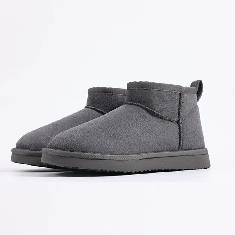 Slouchy warm fuzzy boots with plush soft exterior, cozy relaxed silhouette for effortless chic style