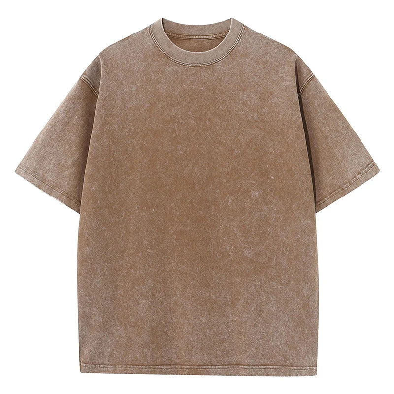 Bravon oversized boxy heavyweight cotton tee in washed vintage finish with garment-dyed retro look