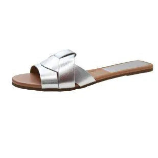 Women's cushioned flat slides with smooth minimalist straps and lightweight sole for effortless daily wear