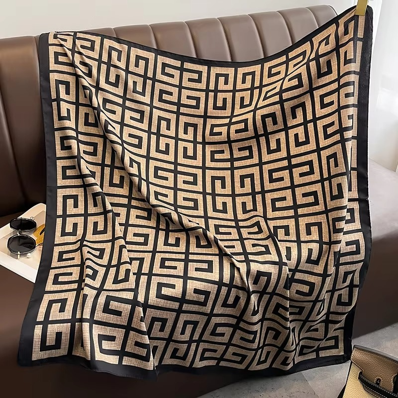 Women's silk square scarf polka dot stripe pattern lightweight 35x35 inch summer accessory