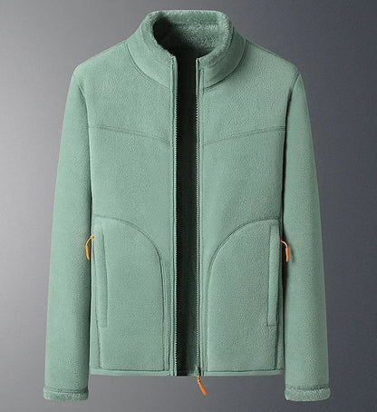 Women's classic stand collar zip winter jacket with warm plush faux shearling lining, timeless silhouette