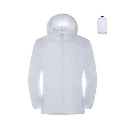 Lightweight waterproof windbreaker raincoat for men and women, packable hiking shell with rain protection