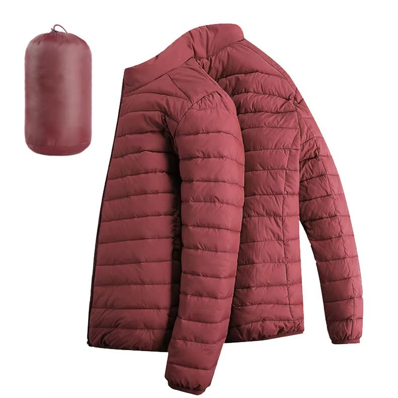 Men's lightweight hooded down jacket with zip pockets, slim urban fit for city commuters