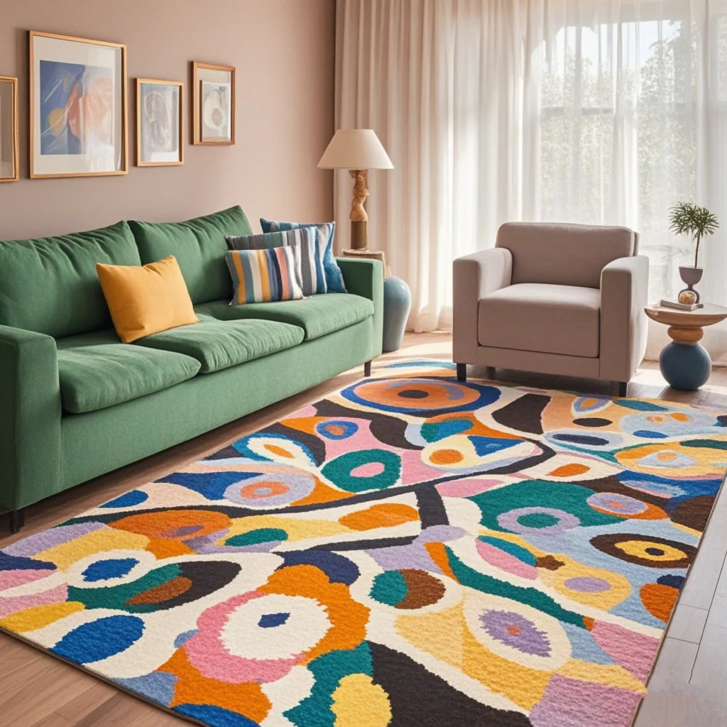 Carpet living room velvet sofa coffee table bedroom dopamine color live stream dirt-resistant floor mat can be hand washed