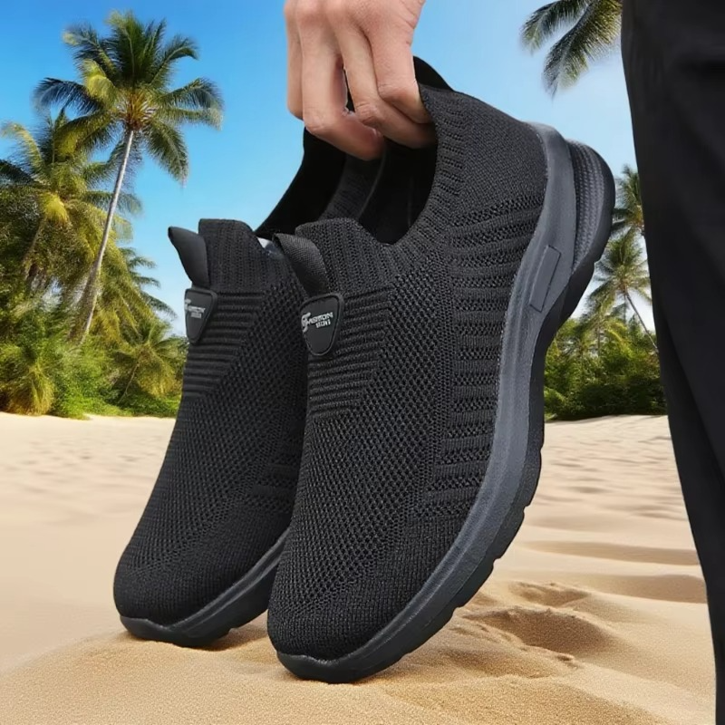 Men's lightweight breathable mesh running sneakers, casual athletic style with cushioned flexible sole