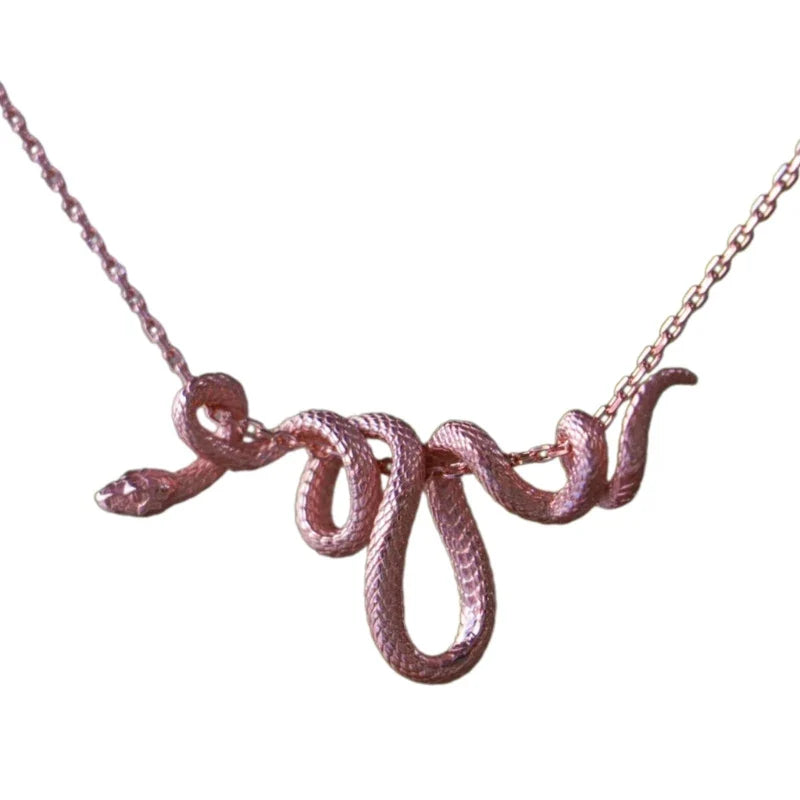 Gold-tone viper knot necklace adjustable chain unisex serpent pendant streetwear statement jewelry