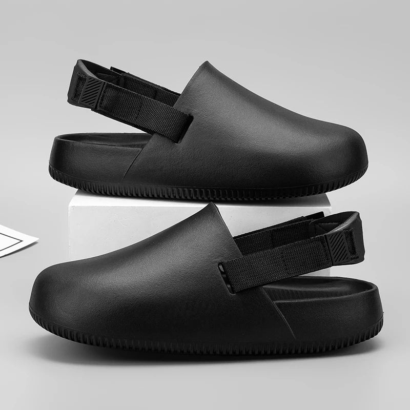 Wynter slip-on clogs neutral tone enclosed toe adjustable backstrap cushioned lightweight casual footwear