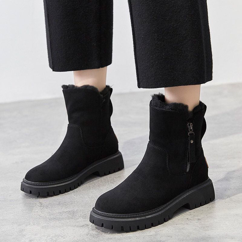 Women's black ankle boots sleek streamlined silhouette with leg-lengthening contoured CozyFit design