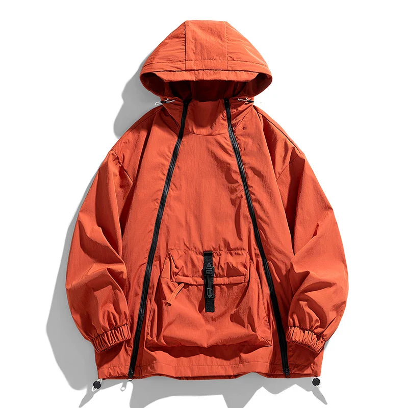 Mayweather lightweight polyester windbreaker anorak jacket with relaxed fit and adjustable details